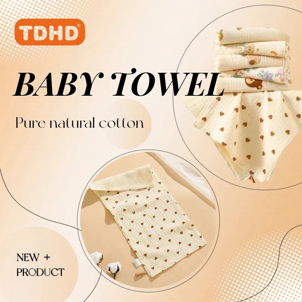 TDHD Cotton Muslin Baby Face Towel Long Burp Cloth for Newborn Kindergarten Hand Towels Infant Drooling Bibs Washcloth Baby Item