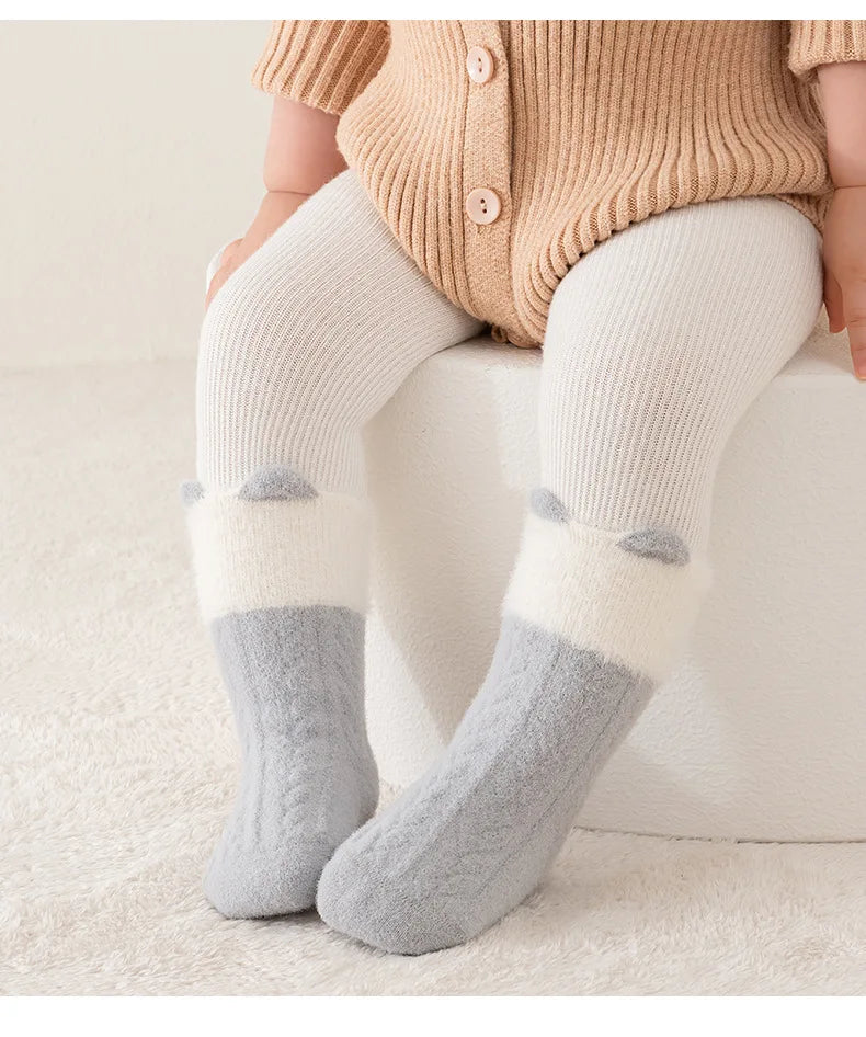 Autumn Winter Baby Socks Fleece Thickened Newborn Children Socks Warm Mid-Tube Kids Socks For Boys And Girls Baby Clothing Gifts