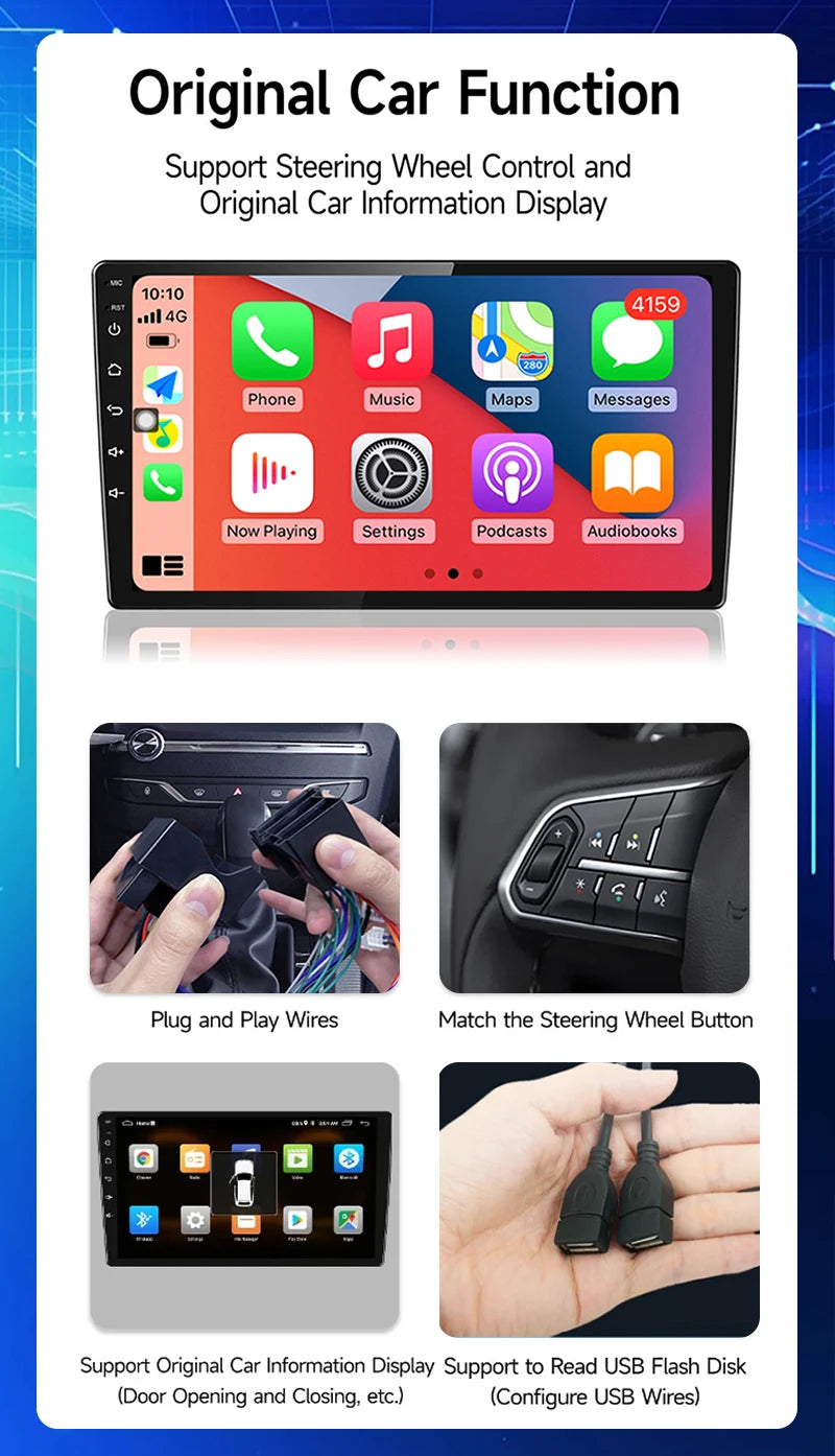 Car Radio For Peugeot 207 2006 - 2015 Multimedia Video Player Navigation Stereo GPS Android 14 wireless Carplay DSP RDS 5G WIFI