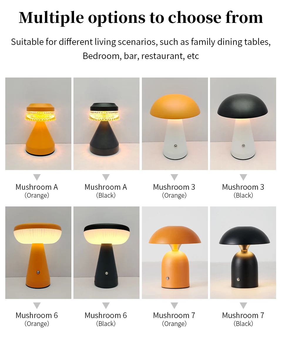 Minimalist Nordic Mushroom LED Desk Lamp Touch Dimming Bedhead Night Light Reading Light Restaurant Bedroom Decorative Lighting