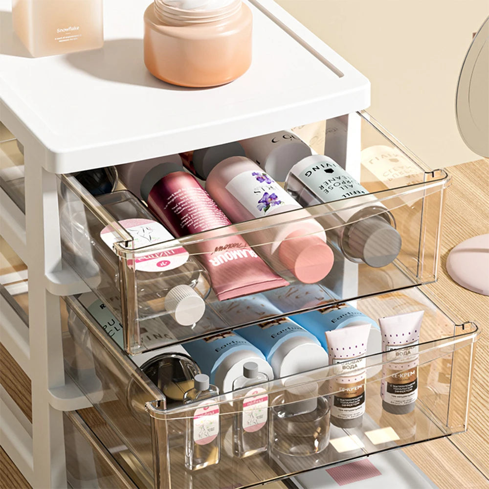 Desktop Storage Box with Drawers 2-6 Layers - Heightened Table Organizer for Office Home