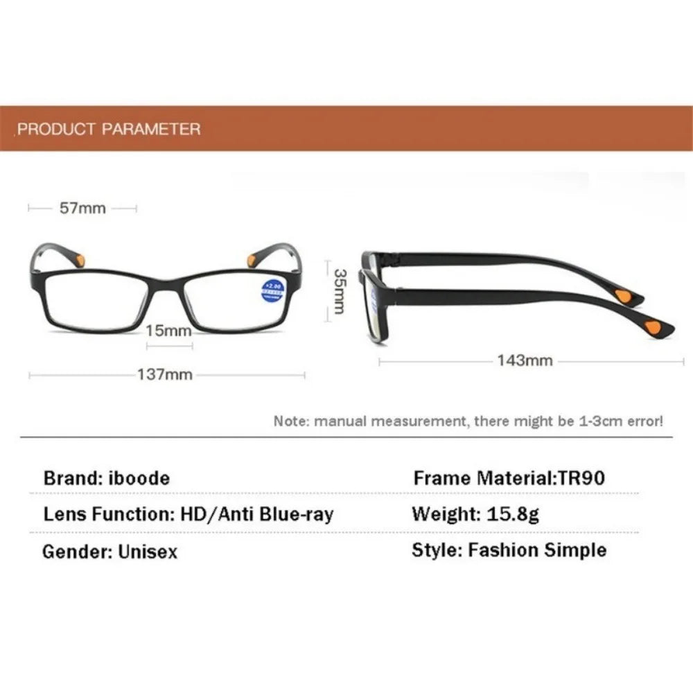 HD Anti-blue Light Anti-fatigue Reading Glasses for Men and Women Fashion Ultra-light Portable Reading Glasses
