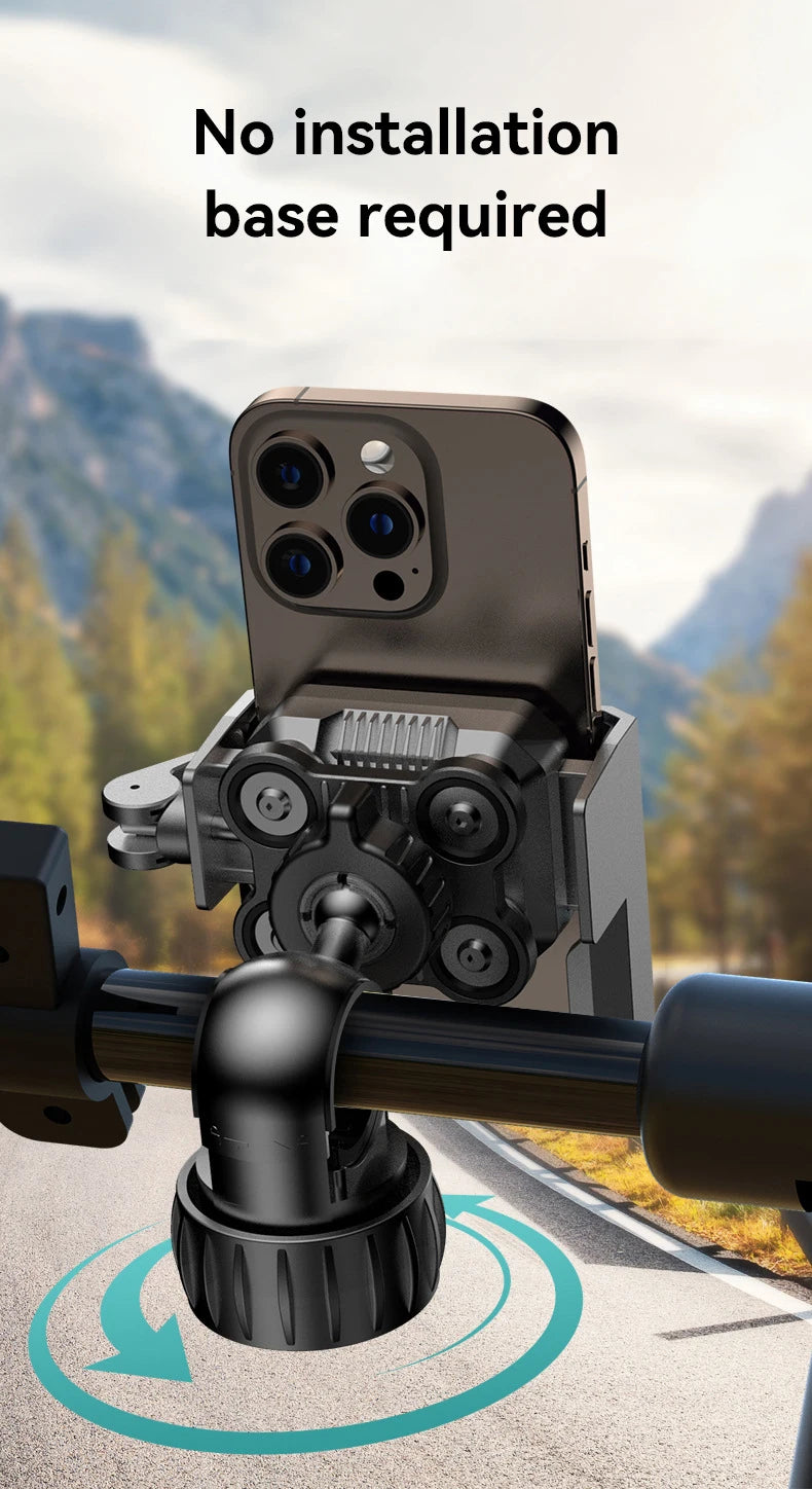 New Motorcycle Phone Mount with Vibration Dampener - 30s Tool-Free Install & Quick Lock, Universal for Bike/MTB, Fit 4-7" Phones