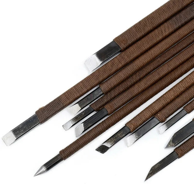 Stone Carving Hand Tools Set Professional Stone Carving Chisel Set 11/7/5/3pc Manganese Steel Woodworking Fine Sculpture Tool