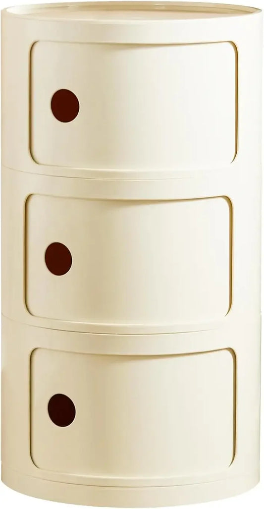 Round Nightstand with 3 Drawers, Modern Style Side Table, Multifunctional End Table Storage Cabinet for Living Room, Bedroom