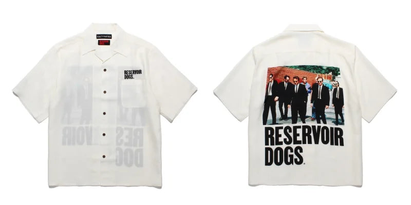 High-end Summer WACKO MARIA Solid Color Cursive wackomaria Embroidery Logo Simple Hawaii Short Sleeve Shirt