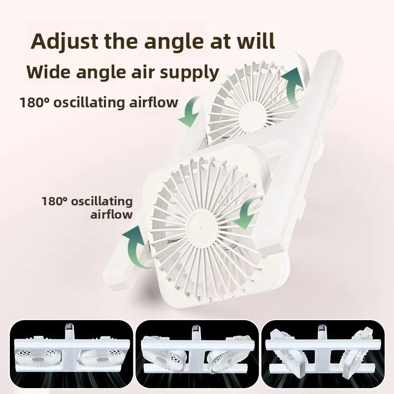 3000K-6000K E27 Ceiling Fan Light with Remote Control Dimming Speed Control Dual Head Fan for Air Circulation Silent Fan Light