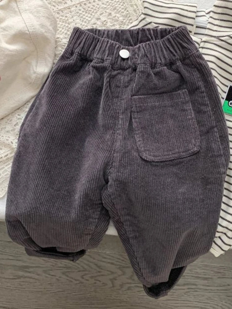Boy Korean Children's Clothing Spring Fall Kids Trousers Corduroy Boys Pants Solid Pants Baby Girls Outfit Clothes for Teenagers