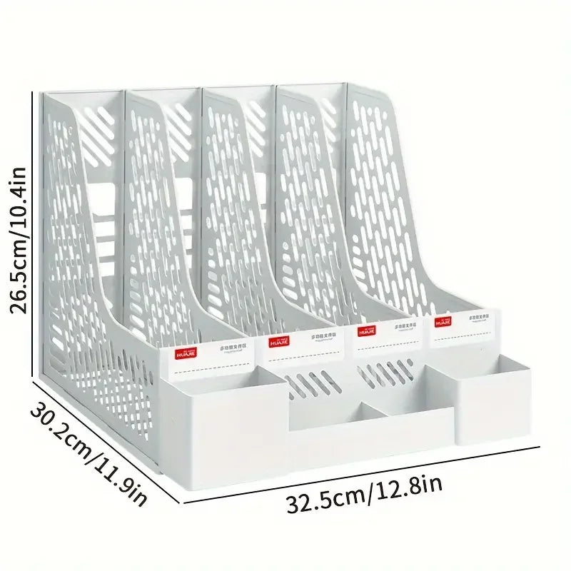 4-compartment Desk Organizer With Pen Holder Bookshelf Organizers Stationery Accessories Office School Supplies