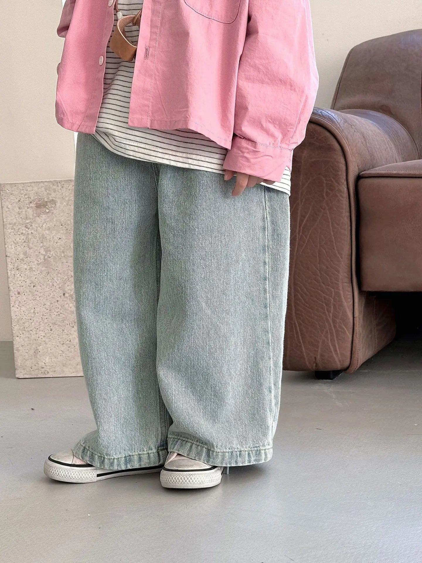 Kids Pants Spring New Korean Causal Children Clothing Boys Girls Simplicity Versatile Straight Leg Jeans Loose Motion Trousers