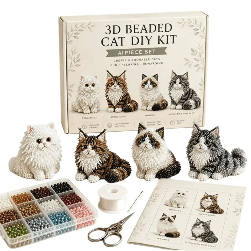 Tiny Beads 3D Beaded Animal Kit Cute Design Animal Shape Handmade Bead Art Kit Creative Craft DIY Bead Craft Kit