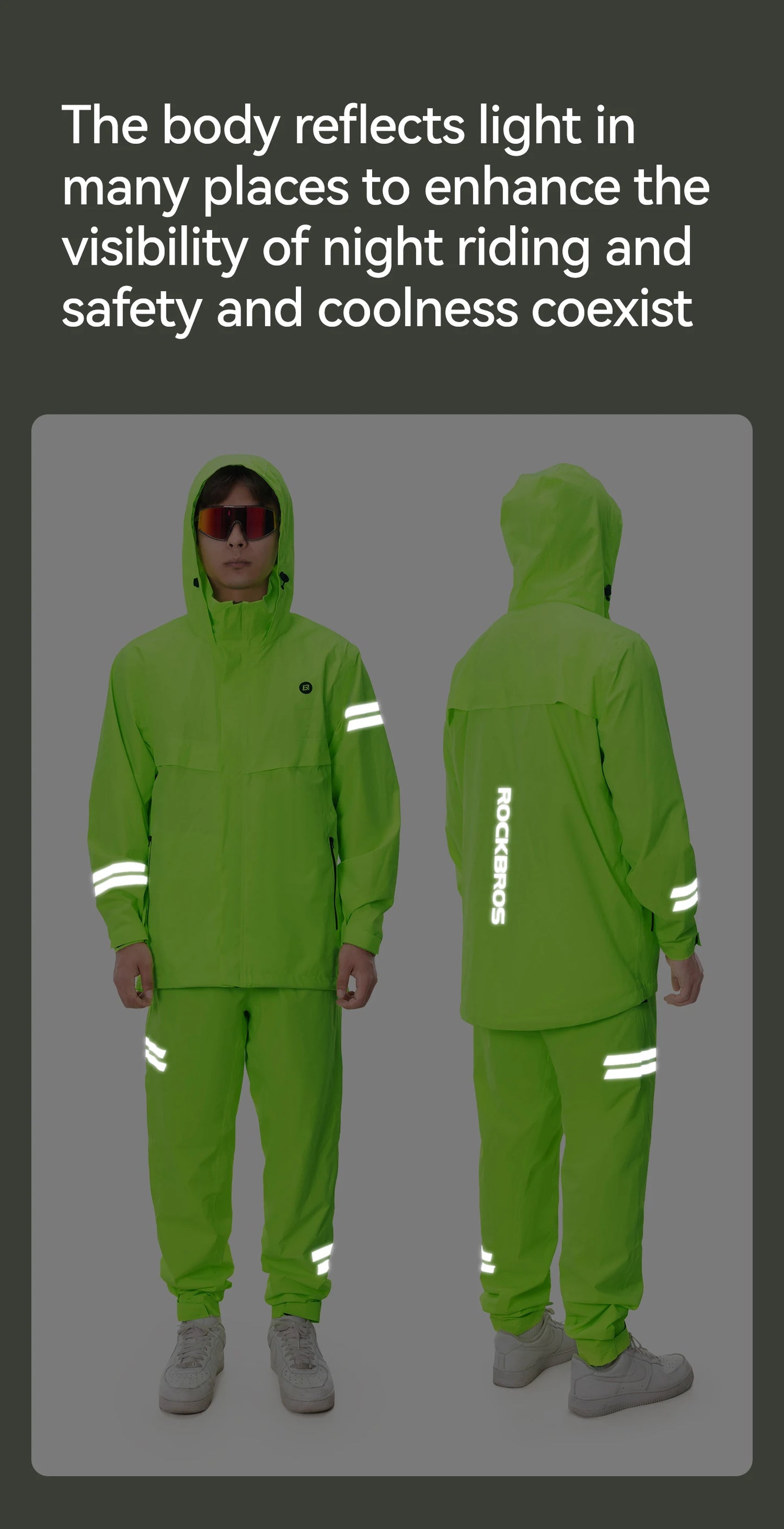 ROCKBROS Rainproof Cycling Suit Breathable Raincoat Hoodie Jacket Waterproof Pants Trousers Men Outdoor Sports Cycling Clothing