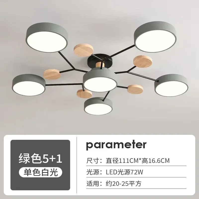 Retro Nordic Minimalist Four Head Six Head Restaurant Lighting Living Room Bedroom Lighting Room Ceiling Light Cross border
