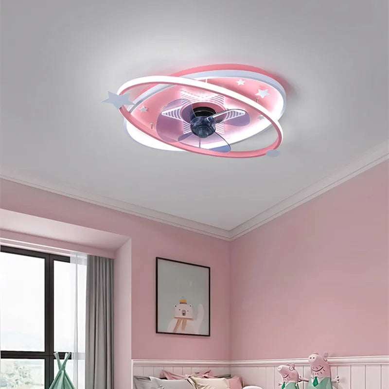 with light small ceiling fan Led kids light with fan Chandelier For Home Bedroom Lamp 3 Color Dimmable remote control fan light