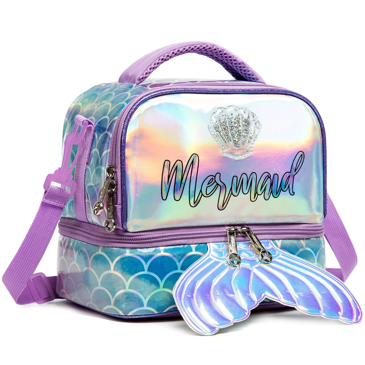 Kids Dual Compartment Lunch Bag for Girls, Double Decker Cooler Insulated Lunch Box Large Meal Tote for Kids