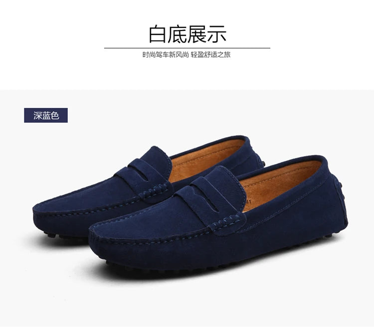 Men's Casual Fashion Genuine Leather Loafers Moccasins Slip-On Driving Shoes 38-50 Size Range Male Flats Comfort Footwear