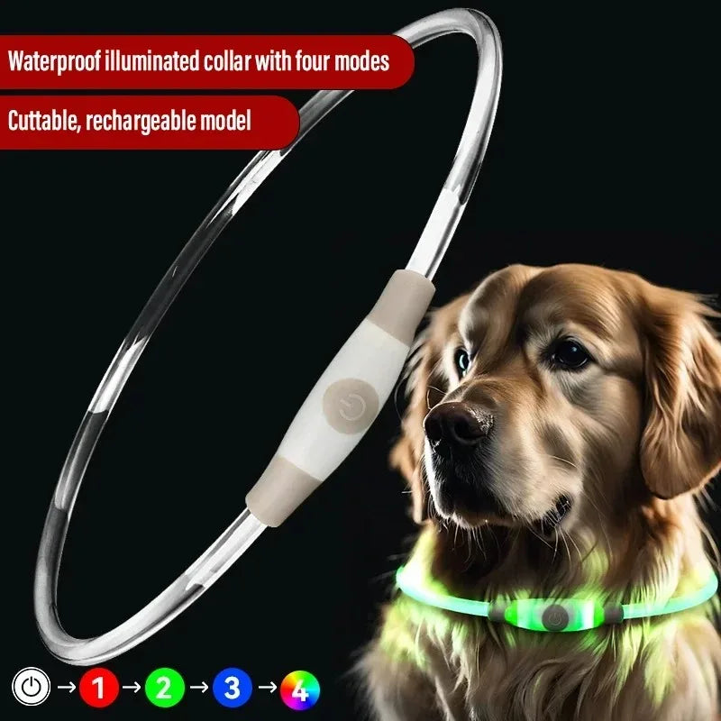2PCS LED Dog Collar Light - Type-C Charging Waterproof Glow Necklace, Reflective Anti-Lost Safety Collar for Night Walking