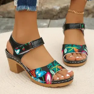 Ladies Shoes 2024 Fashion Summer Women's Sandals Outdoor Mixed Colors Open Toe Chunky Heels Large Size 43 Rome Sandals Women