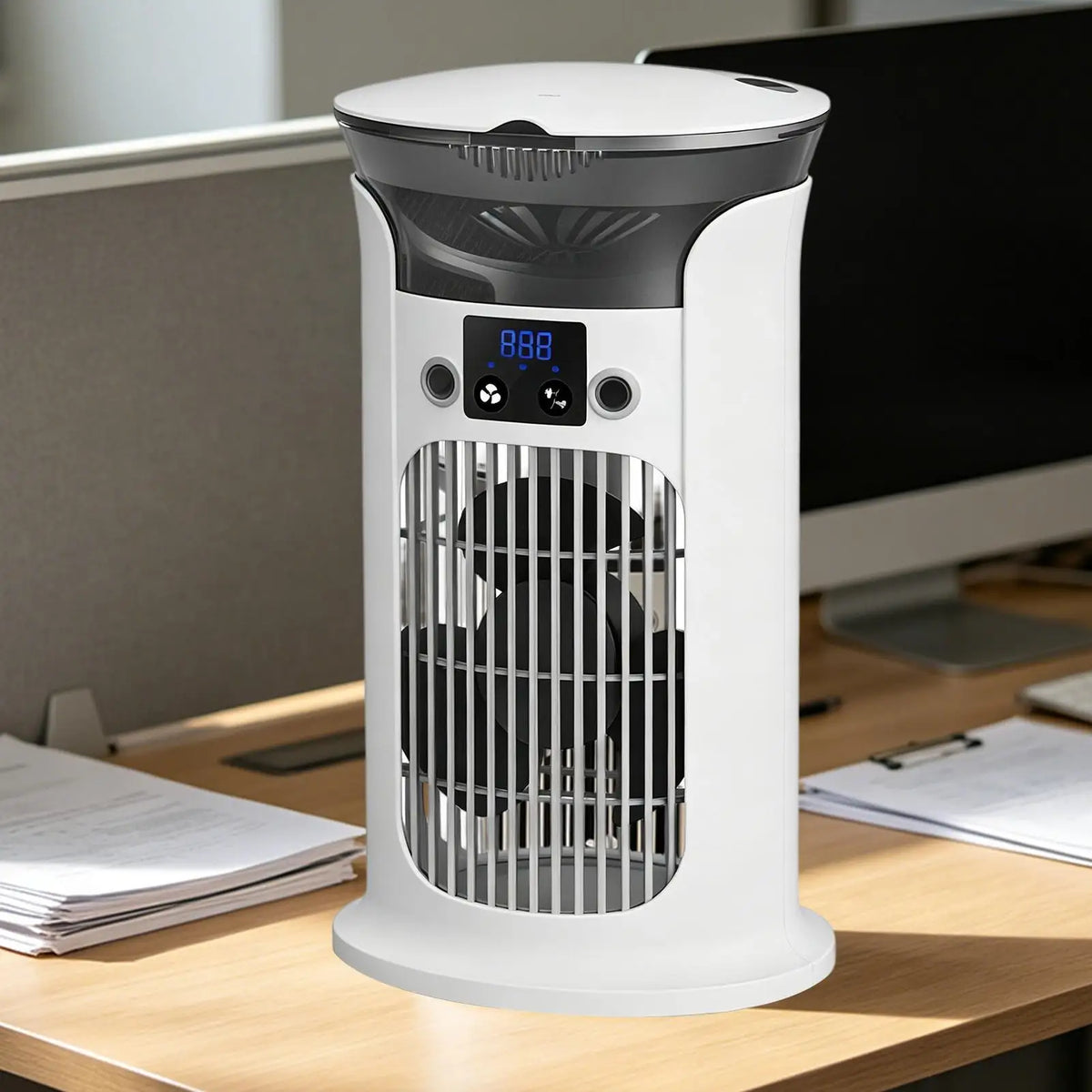 Bedroom Fans Adjustable Portable with Light Personal Tower Fans Standing Desk Fan for Home Living Room Indoor Bedside Office