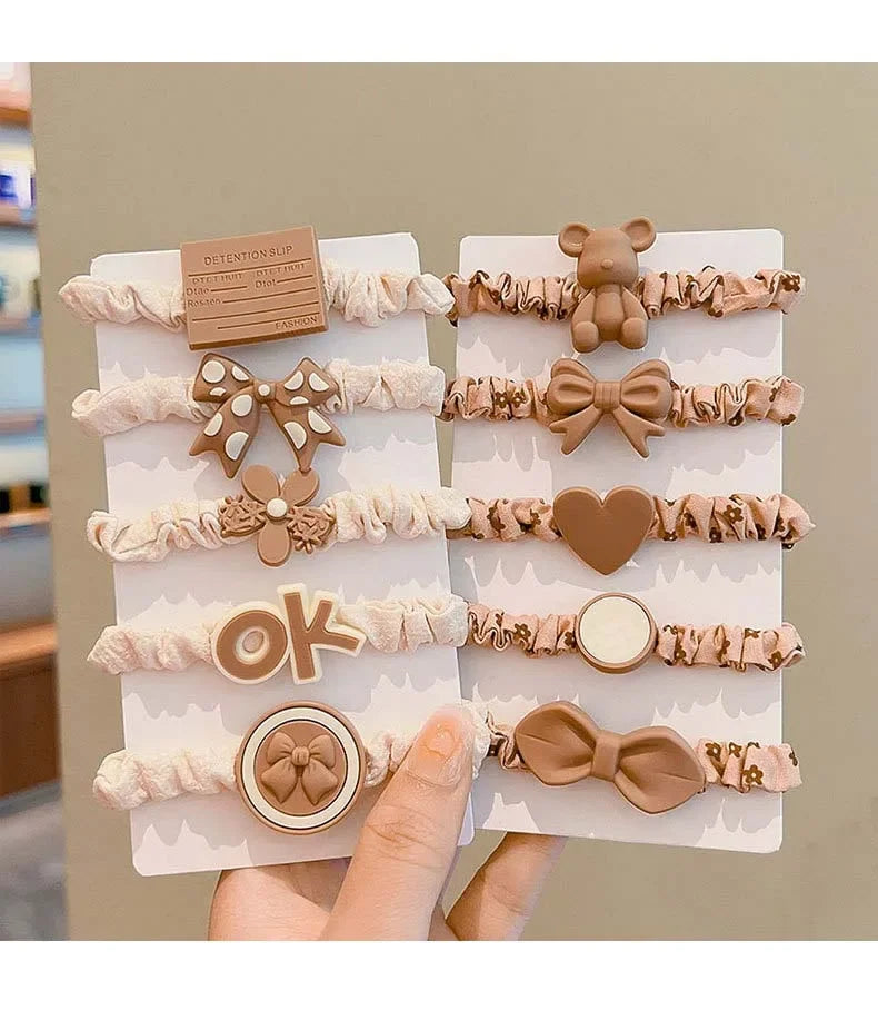 10 pieces of hair accessories, high elastic elastic ladies hair band suit, simple temperament, high ponytail hair accessories.