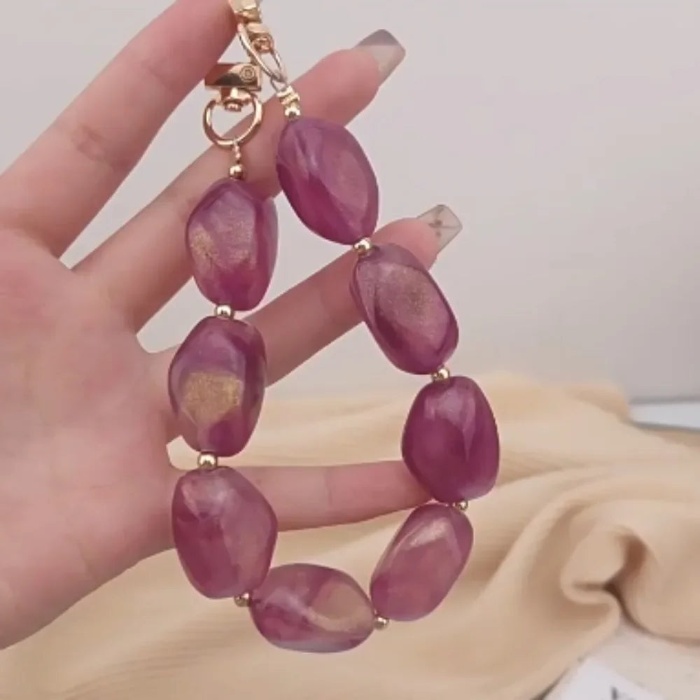 Fashion Mobile Phone Straps Acrylic Resin Beads Parts Handcrafted Wristband Women Replacement Bag Handle Chain Phone Lanyard