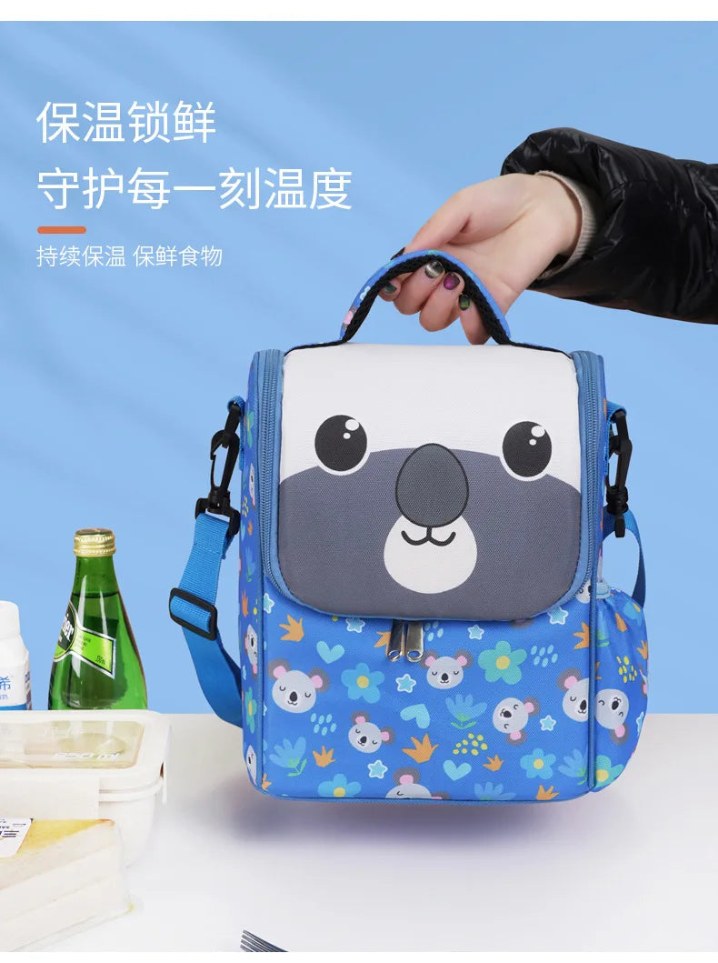 Children's Cartoon Portable Square Lunch Bag Ice Bag Student Insulation Meal Bag Traveing Outdoor Picnics Single Shouder Bag