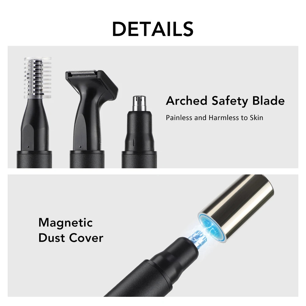 3 in 1 Electric Nose Hair Trimmer for Men Portable Digital Display Nose Ears Hair Eyebrow Trimmer 360° Roating Painless Safe