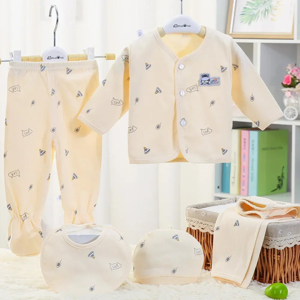5pcs/set Children's Clothing Baby Hedgehog Newborn Set Pure Cotton 0-3M Baby Clothes Spring Autumn Pure Cotton Underwear Set