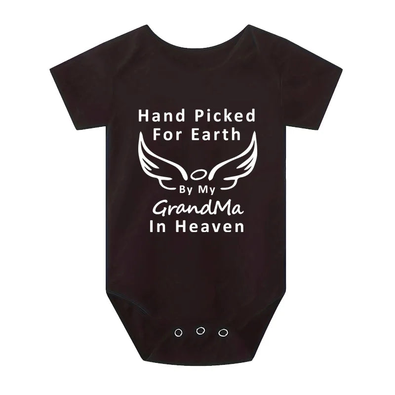 Hand Picked for Earth By My Grandpa/grandma in Heaven Baby Bodysuit Romper Summer Short Sleeve Jumpsuit Onesies