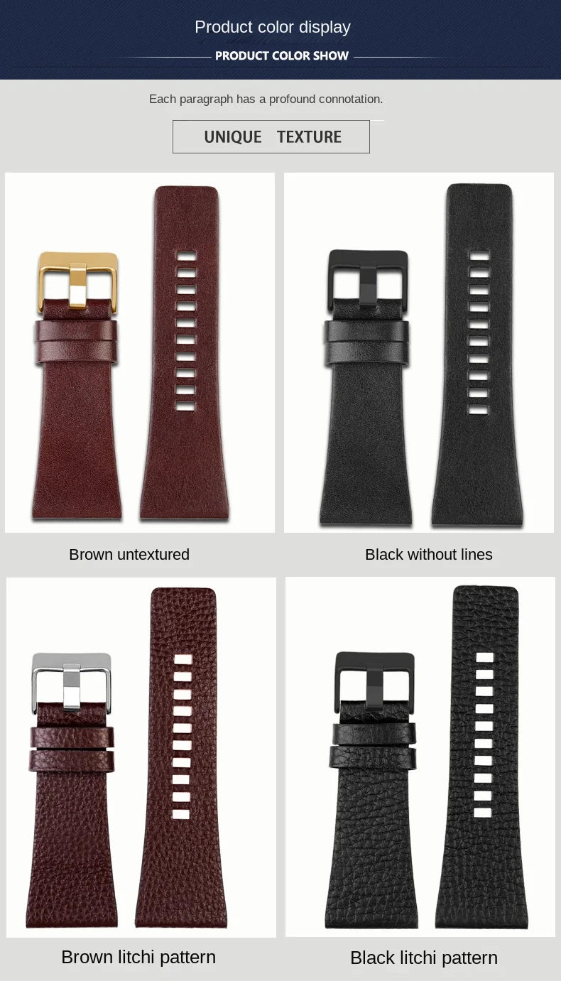 22/24/26/28/30/32mm For diesel Genuine Leather Strap Bracelet DZ7311 DZ7332 DZ7314 DZ1405 DZ4323 Watch Band Man's Black Brown