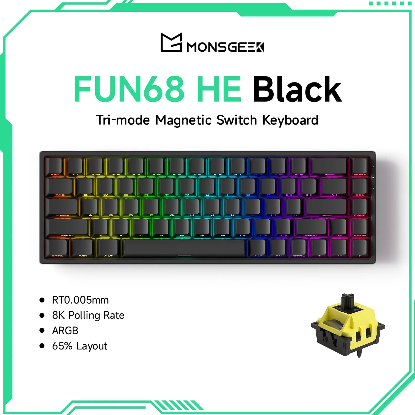 Akko MonsGeek FUN68 FUN60 PRO&MAX  HE Magnetic Keyboard 60% 65%Gaming Keyboards Rapid Trigger 8K Custom Keyboard Gamer Esports