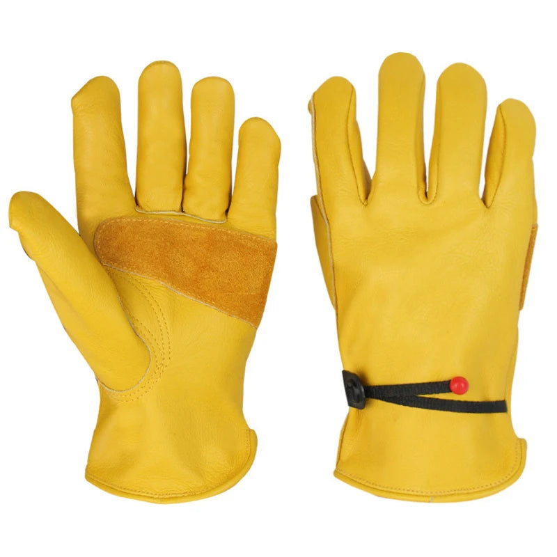 1 Pair Cowhide Welding Work Gloves for Driver Hunting Driving Gloves Farm Gardening Security Protection Workers Mechanic Gloves