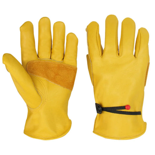 1 Pair Cowhide Welding Work Gloves for Driver Hunting Driving Gloves Farm Gardening Security Protection Workers Mechanic Gloves