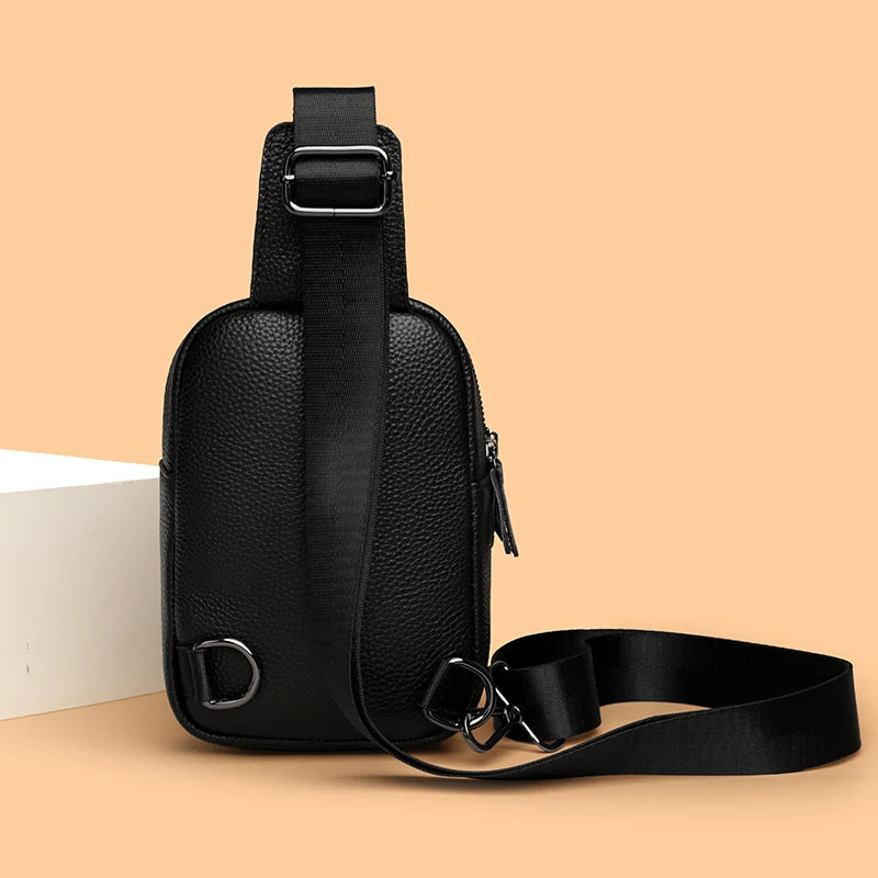 Luxury Genuine Leather Men's Chest Pack Shoulder Bags Fashion Messenger Sling bag Brand Travel Bags Crossbody Unisex Sac Wallet