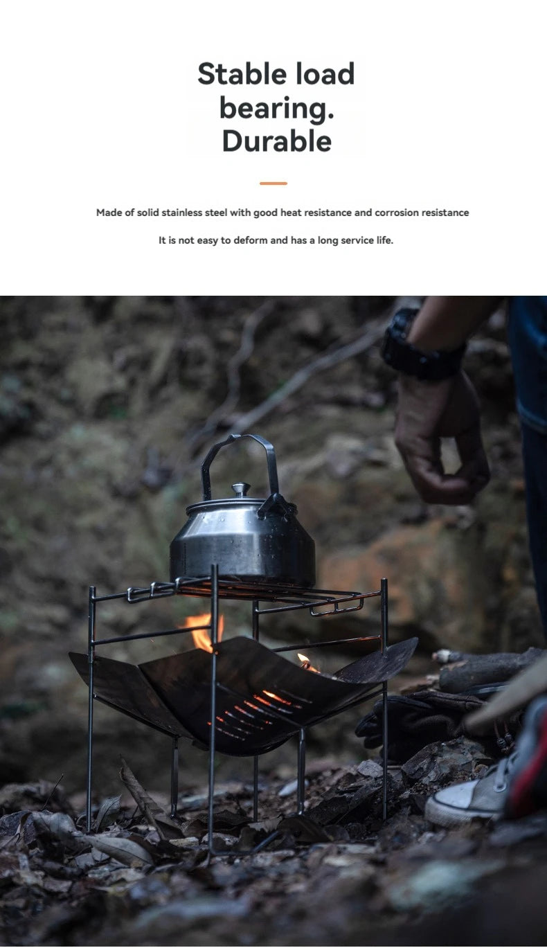CAMPINGMOON SOLO-A4 Stainless Steel Portable Folding BBQ Grill Outdoor Garden Camping Portable Foldable Cooking Grill