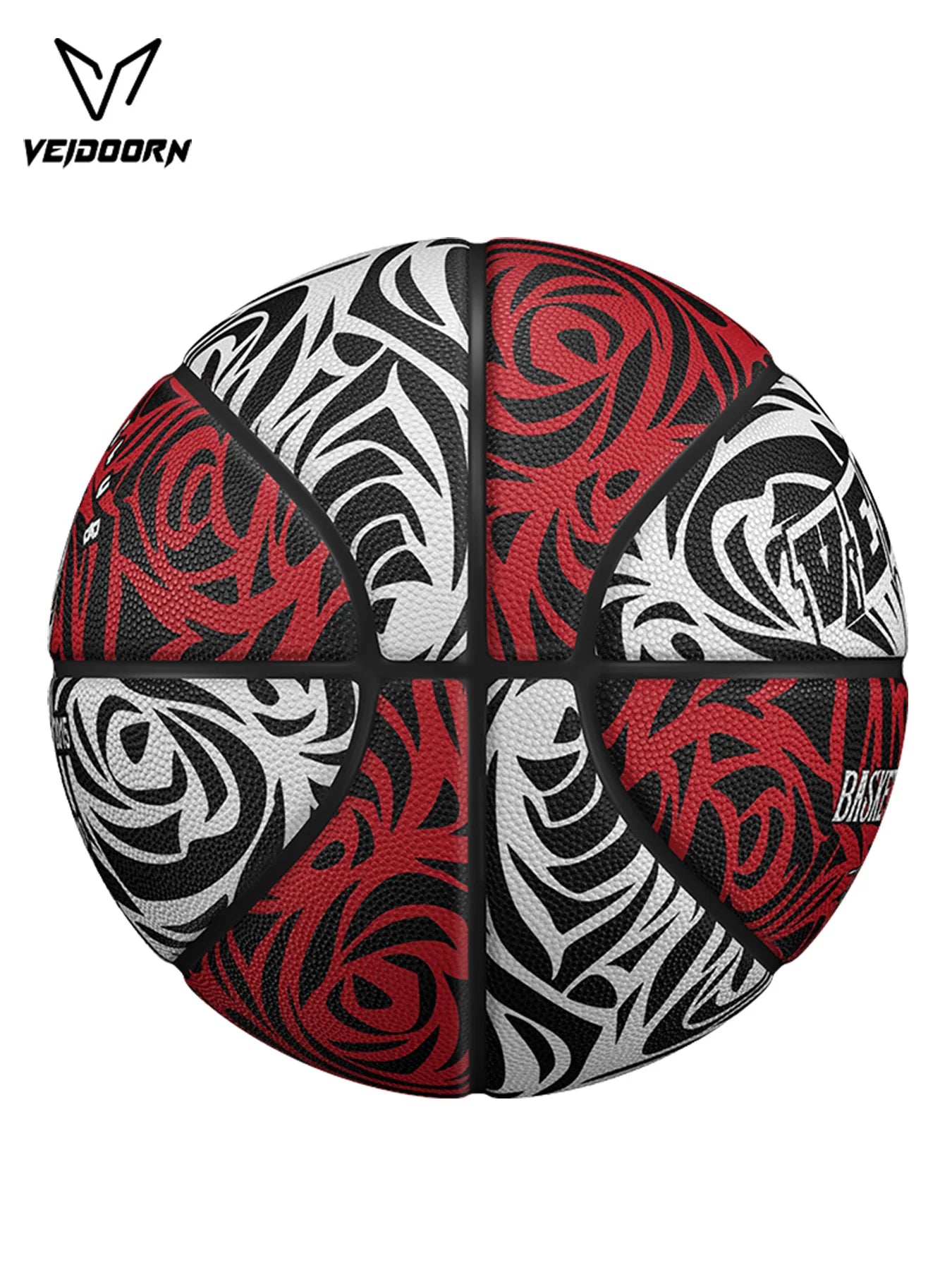 Veidoorn Rose Pattern Basketball Stylish Floral Design Outdoor/Indoor Sports Ball for Men and Women Rubber Ball