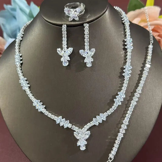 Ladies' necklace, hand jewelry, earrings, rings, wedding jewelry, 5-piece set, wedding jewelry accessories