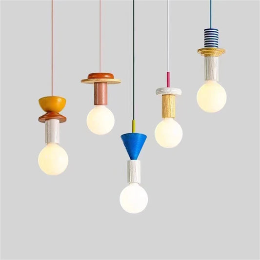 Modern Lustre Grain Ceiling Pendant Lamp Nordic Wood LED Pendant Lights Kitchen Restaurant Home Decor Hanging Lamp Light Fixture