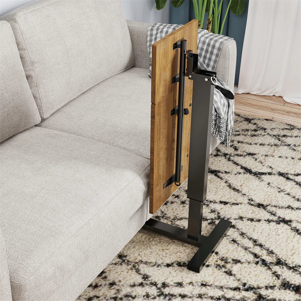 LUVODI Height Adjustable Mobile Over Bed Bedside Laptop Desk with Hidden Wheels Rolling Sofa Side Table