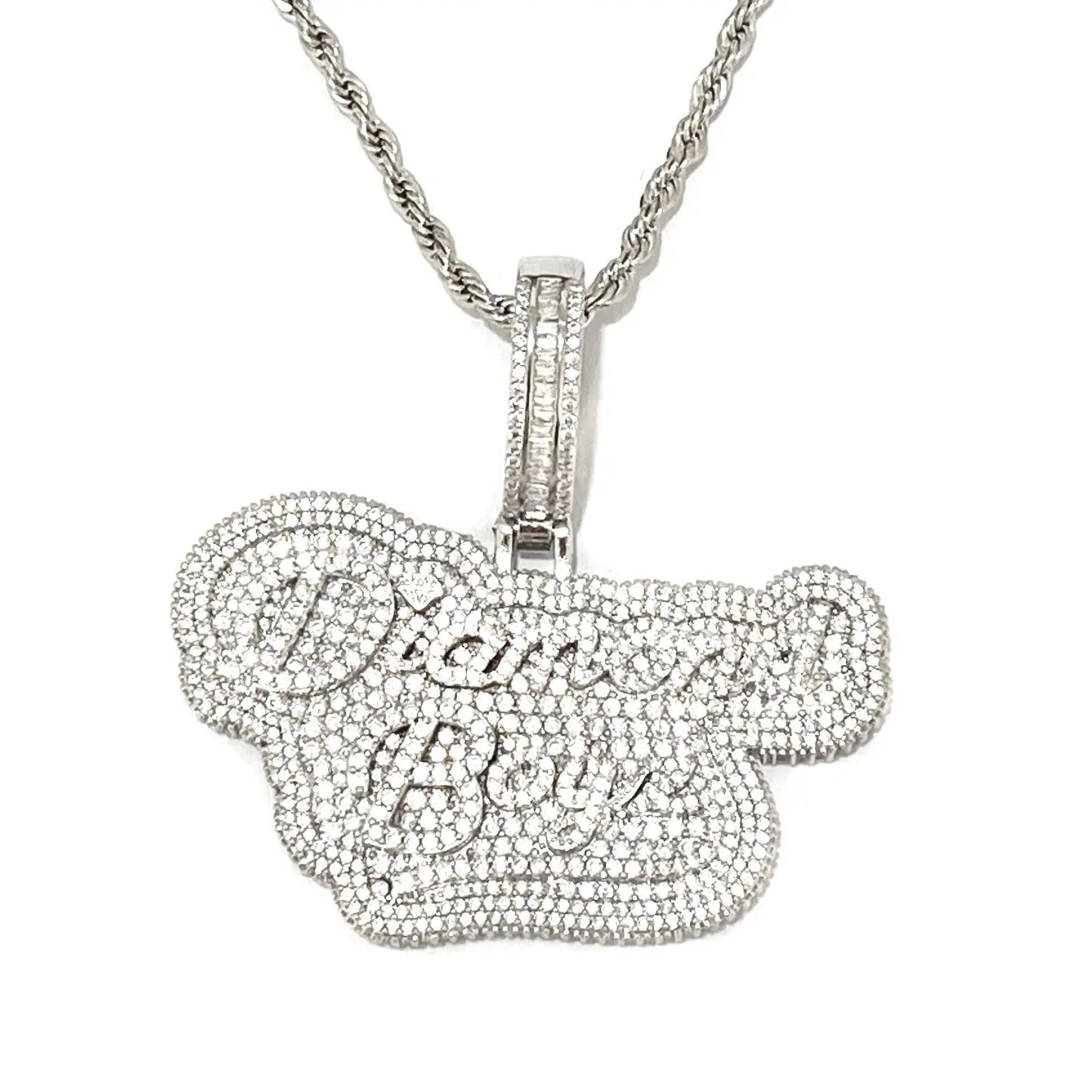 Aokaishen Iced Out Diamond Boyz Necklace Pendant for Men Real Gold Plated Cubic Zirconia Hip Hop Jewelry