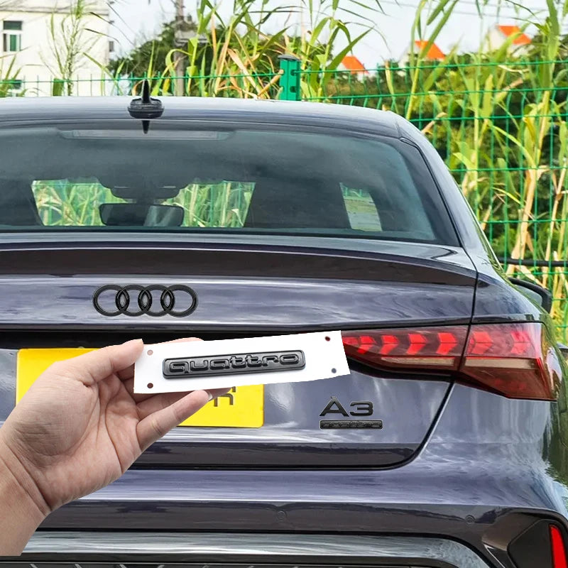 Audi A3 4 Ring Logo ABS Glossy Black Car Hood Front Bonnet Grill Badge Rear Trunk Quarrto Emblem Sticker Decal For A3 2010-2020