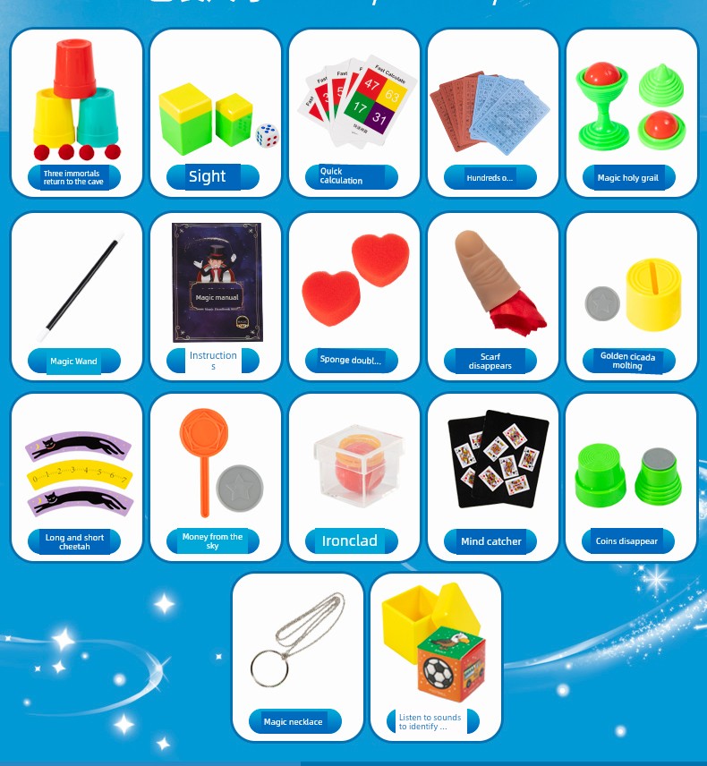 Children's Magic Props Toy Gift Box Close-Up Kindergarten Performance Set Magic Tricks Boy's Birthday Gift Shocking