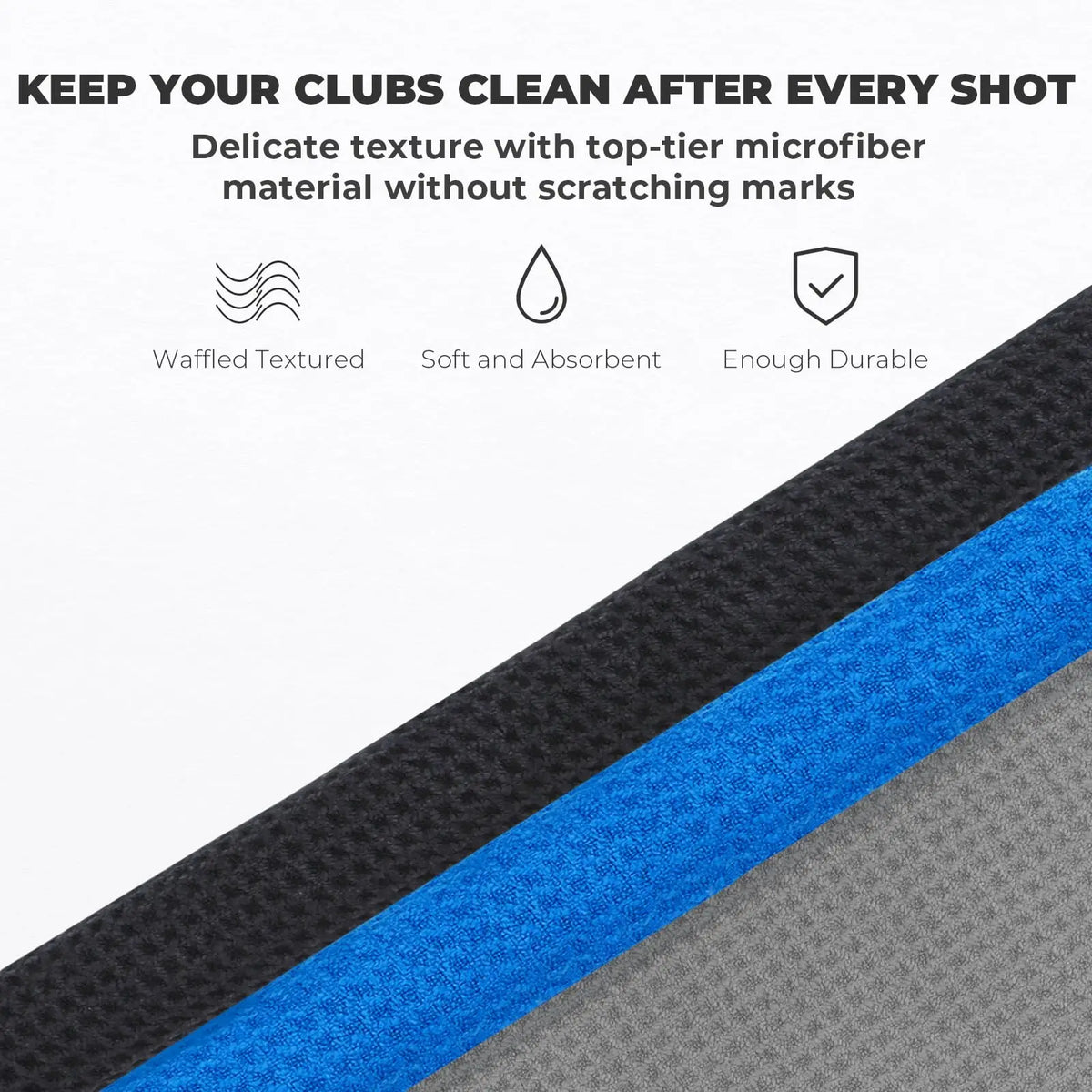 Golf Towel Microfiber Fabric For Golf Lovers Soft Absorbent Golf Club Cleaner Rag Clip Golf Accessories Golf Club Cleaning Towel