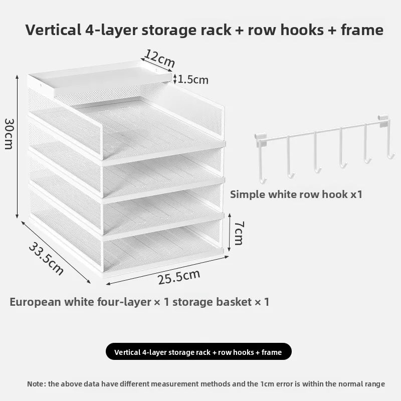 4 Tier Metal Paper Tray Desk Organizer, Stackable File Trays for Office Home, Multi-Functional Document Tray with Grid Design.