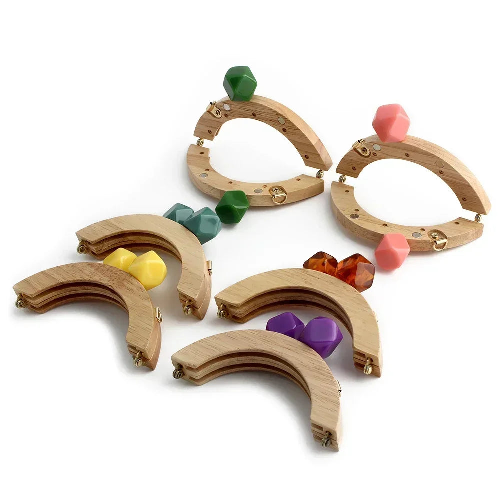 Nolvo World Wooden Bag Handle Closure Kiss Clasp Purse Screws Frame Replace Handbags Wallets Brackets DIY Sewing Accessories
