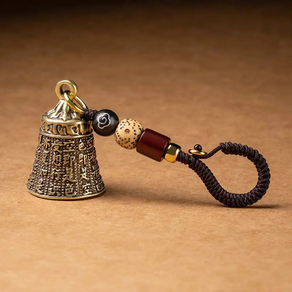 Interior Accessories Tibetan Buddhism Lucky Rope Brass bell Scripture Sutra Key Rings Car Key Chain Keyfob Car Key Chain