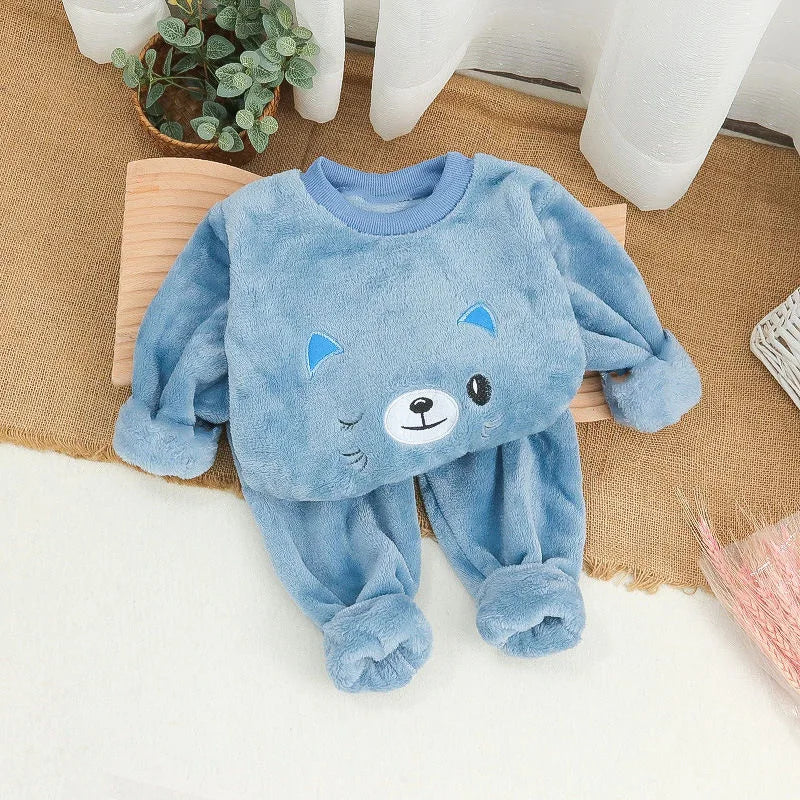 Winter Baby Boy Clothes Set 2pcs Fleece Kids Clothes For 0-5Yrs Children Kids Outfits Toddler Baby Girl Boy Clothes Sets