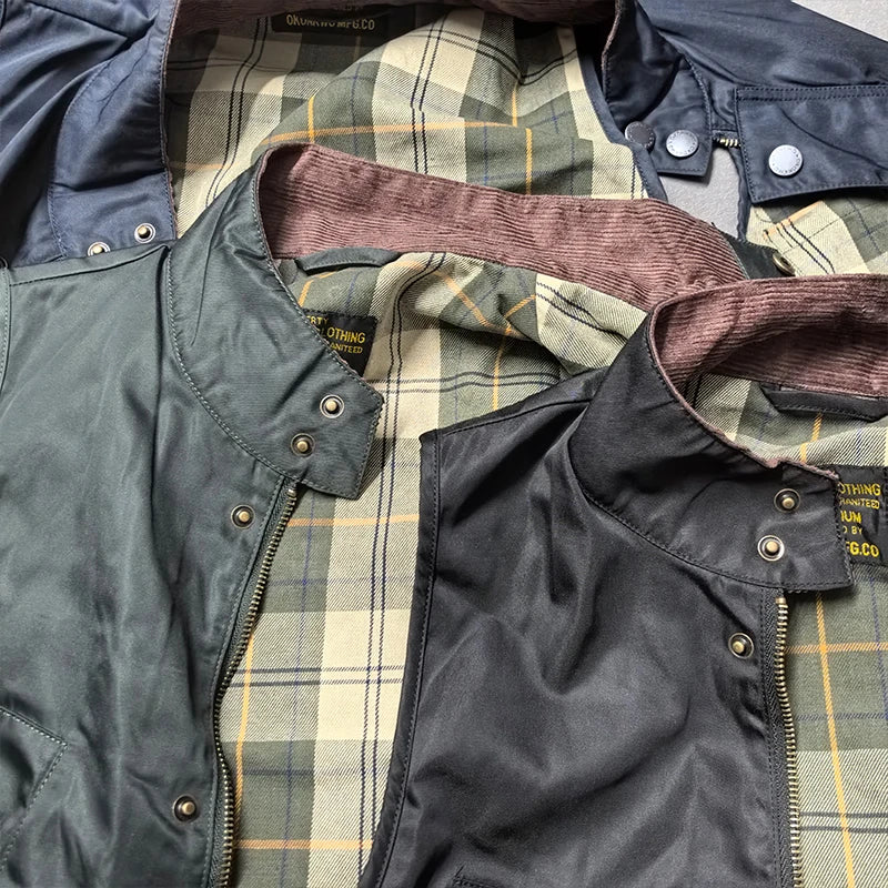2026 Autumn Winter New American Retro Sleeveless Cargo Vest with Oil Wax Men's Multi-pockets Casual Heavyweight Waterproof Coat