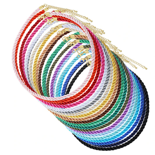 5mm Multicolor Braided Rope Choker Necklace for Women Minimalist Thin Cord Adjustable Chain Fashion DIY Handmade Jewelry Gift