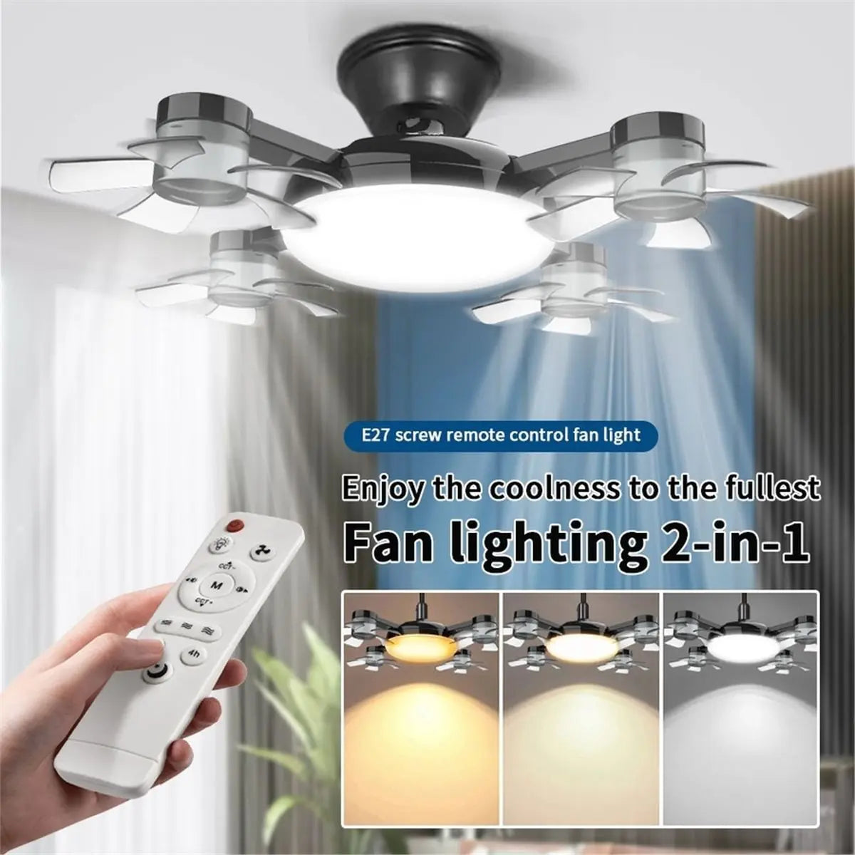 A74G-Fan Light 2-In-1 Drone Design Fan Light 60W With Remote Control For Entrance Hall Family Corridor Living Room